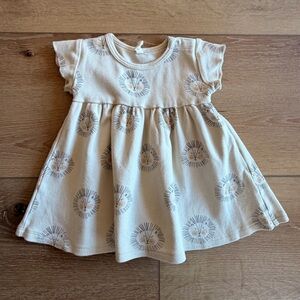 Quincy Mae Cream Lion Print baby Dress